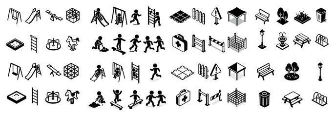 Naklejka premium Playground activity isometric icon set