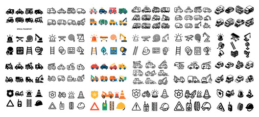 Variety of special transport and safety icons