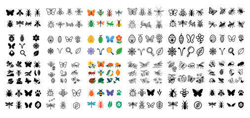 Assorted insect and nature icons collection