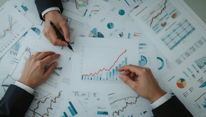 a business meeting focused on analysing data represented through multiple graphs