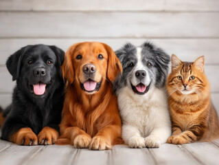 Fototapeta premium Group of dogs and cats