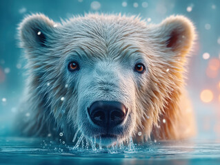 Polar bear drinking water