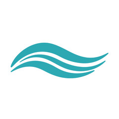 Naklejka premium Stylized, flat water wave icon in blue color for liquid and sea concepts.