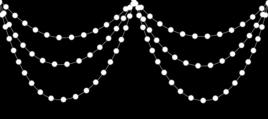 Glowing white hanging string lights PNG. Festive string light overlay elements. 