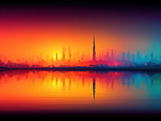Fototapeta premium UAE city skyline view