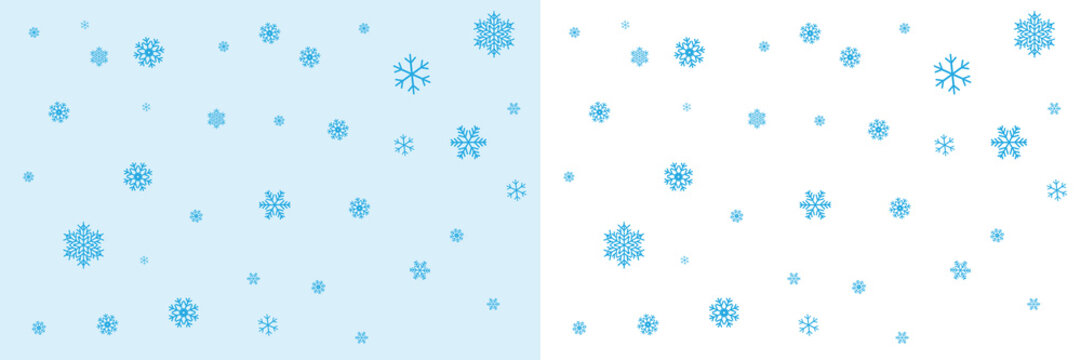 Snow falling background, snow flakes on white background 