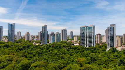 Obraz premium Aerial View of Maringa, Cathedral and downtown. Several buildings. Paraná, Brazil.