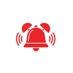 Fototapeta premium Flat Red Alarm Bell Icon with Sound Waves
