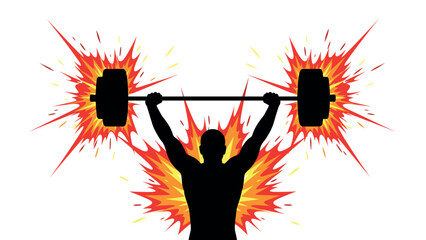 Dynamic weightlifting silhouette with explosive energy background