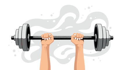 Fototapeta premium Strength training: hands lifting barbell in dynamic sport graphic