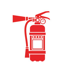 Obraz premium Red fire extinguisher icon, safety and emergency.