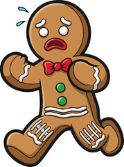 Obraz premium sweet escape a gingerbread mans anxious race through holiday peril, isolated on transparent background