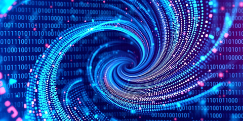 Digital binary code matrix background - 3D rendering of a scientific technology data binary code network conveying connectivity, complexity and data flood of modern digital age.