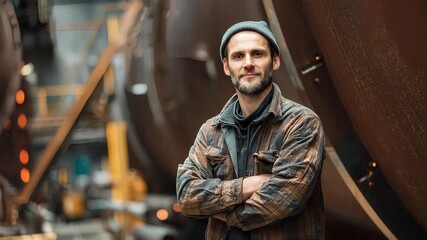 Portrait of male worker standing in metal industry