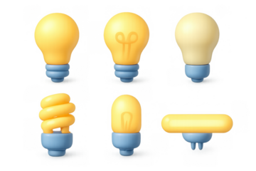 Bright and simple light bulb icon set for creative design projects