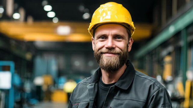 Portrait of team Industry maintenance engineer man wearing uniform and safety hard hat on factory