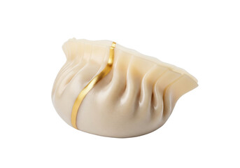 Exquisite Golden Stripe Dumpling Isolated on White Background