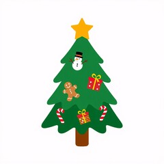 Obraz premium Cute Christmas Tree Illustration with Festive Decorations