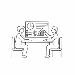 Fototapeta premium Two Businessmen Discussing Data Analytics and Growth Chart