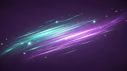 Abstract cosmic background with vibrant streaks of purple and teal light against a dark starry sky