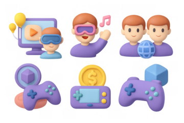 Colorful metaverse icons set for digital creativity and gaming design