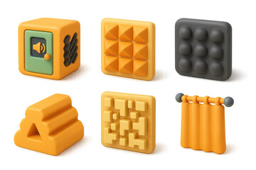 Modern acoustic icon set featuring minimalist designs ideal for digital interfaces