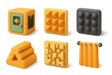 Modern acoustic icon set featuring minimalist designs ideal for digital interfaces