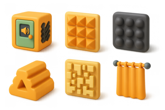 Modern acoustic icon set featuring minimalist designs ideal for digital interfaces - Powered by Adobe