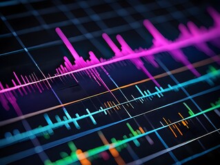 Professional video editing software interface displaying audio waveforms, timeline layers, and multimedia tracks on a computer screen. Ideal for cinematography, digital production, content creation.