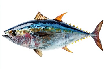 Tuna fish on white background