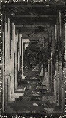 Endless Concrete Corridor — code art vertical background concept