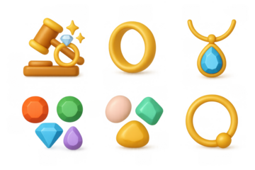 Elegant jewelry icon collection for design and craft projects