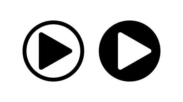 Play button icon animation looping smoothly on clean white background
