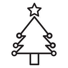 christmas tree icon in black outline style