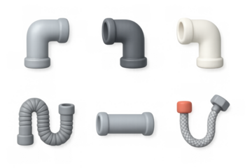 Industrial pipe icon collection for utility and plumbing design projects