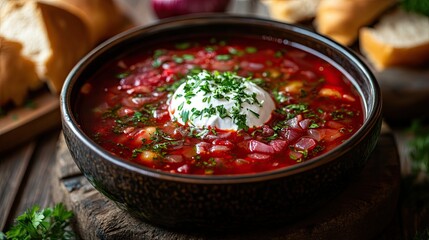 Classic Ukrainian Borscht - Traditional Eastern European cuisine, hearty comfort food, home-style comfort food, and flavorful dishes