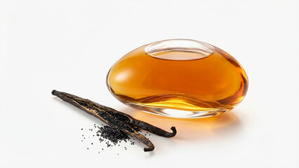 Vanilla Essential Oil Drop with Vanilla Pods