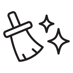 cleaning broom icon in black outline style