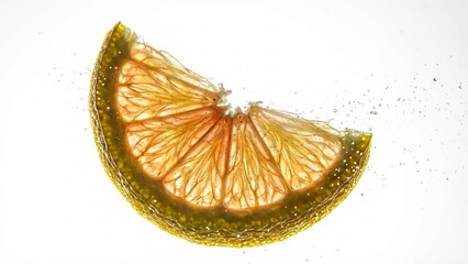 Fresh Citrus Slice with Juice Splash on White Background