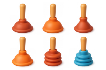 Colorful plunger icon set for digital projects and graphic design