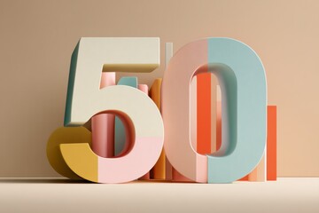 Colorful 50th Anniversary Celebration Number Display with Shapes