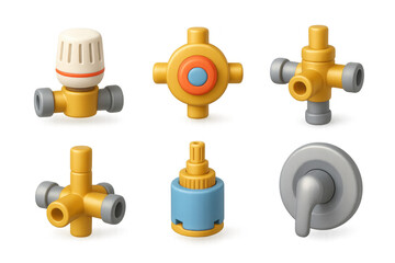 Collection of simple valve icons for plumbing and industrial design projects