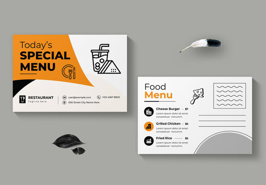 Special Food Restaurant Postcard Template Design