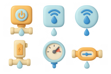 Smart sensor icons for water monitoring and iot applications