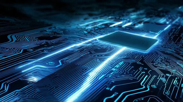Quantum computer technologies concept. Futuristic blue circuit board background vector. Modern technology circuit board texture background design