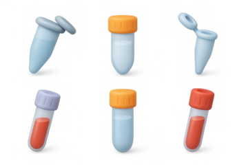Cartoon laboratory tube set for science education and design projects