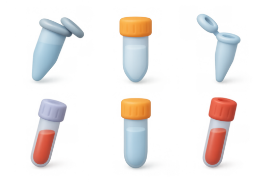 Cartoon laboratory tube set for science education and design projects - Powered by Adobe