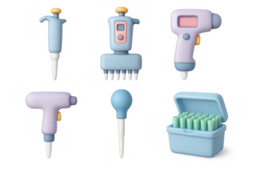 Cartoon pipette icon set for laboratory and scientific illustration design