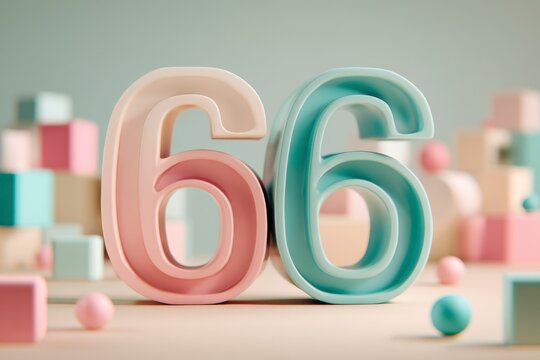 Colorful Numeric Decoration in Pastel Shades for Creative Design