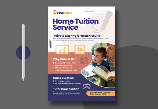 Modern Home Education And Tutoring Service Flyer Layout Template